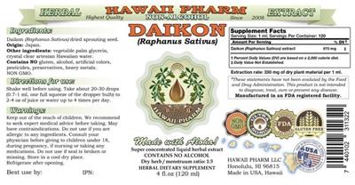 Photo of the Hawaii Pharm Daikon Non-Alcohol label