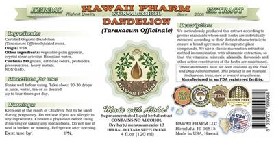 Photo of the Hawaii Pharm Dandelion Non-Alcohol label
