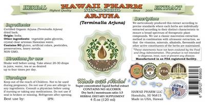 Photo of the Hawaii Pharm Arjuna Non-Alcohol label