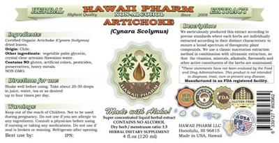 Photo of the Hawaii Pharm Artichoke Non-Alcohol label