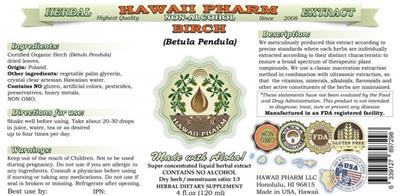 Photo of the Hawaii Pharm Birch (Betula pendula) Non-Alcohol label