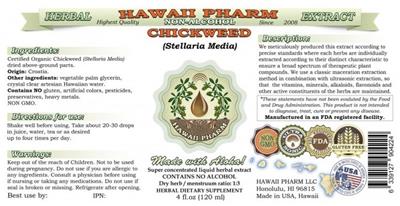 Photo of the Hawaii Pharm Chickweed Non-Alcohol label