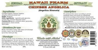 Photo of the Hawaii Pharm Chinese Angelica (Angelica sinensis) Non-Alcohol label