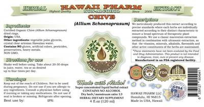 Photo of the Hawaii Pharm Chive Non-Alcohol label