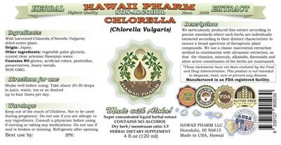 Photo of the Hawaii Pharm Chlorella label