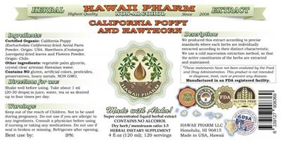 Photo of the Hawaii Pharm California Poppy and Hawthorn Non-Alcohol label