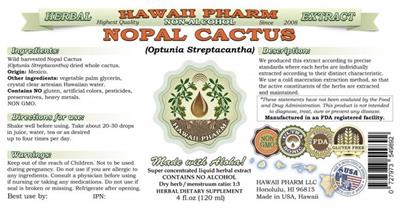 Photo of the Hawaii Pharm Nopal Cactus Non-Alcohol label