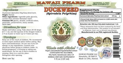 Photo of the Hawaii Pharm Duckweed Non-Alcohol label