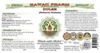 Photo of the Hawaii Pharm Dulse Non-Alcohol label