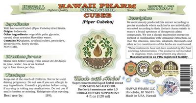 Photo of the Hawaii Pharm Cubeb Non-Alcohol label