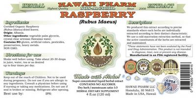 Photo of the Hawaii Pharm Raspberry Non-Alcohol label
