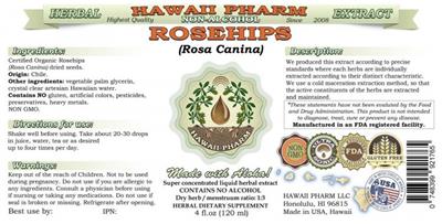 Photo of the Hawaii Pharm Rosehips Non-Alcohol label