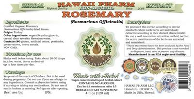 Photo of the Hawaii Pharm Rosemary Non-Alcohol label