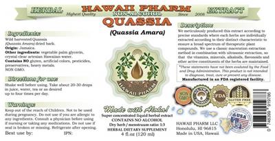 Photo of the Hawaii Pharm Quassia Non-Alcohol label