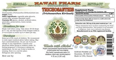 Photo of the Hawaii Pharm Trichosanthis Non-Alcohol label