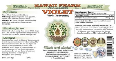 Photo of the Hawaii Pharm Violet Non-Alcohol label