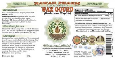 Photo of the Hawaii Pharm Wax Gourd Non-Alcohol label