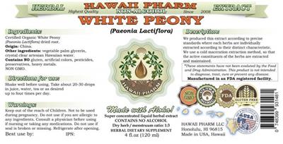 Photo of the Hawaii Pharm White Peony Non-Alcohol label