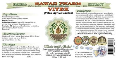 Photo of the Hawaii Pharm Vitex Non-Alcohol label
