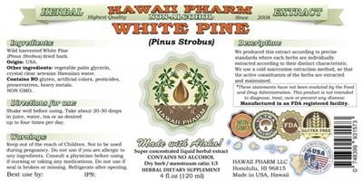 Photo of the Hawaii Pharm White Pine Non-Alcohol label