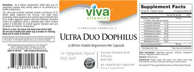 Photo of the Viva Vitamins Ultra Duo Dophilus label