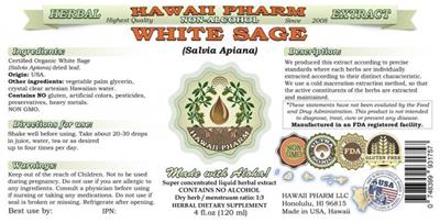 Photo of the Hawaii Pharm White Sage Non-Alcohol label