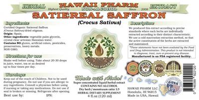 Photo of the Hawaii Pharm Satiereal Saffron Non-Alcohol label