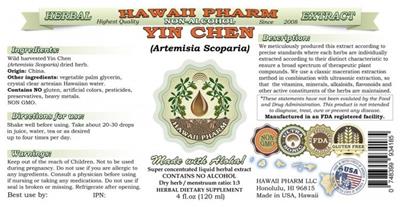Photo of the Hawaii Pharm Yin Chen Non-Alcohol label
