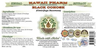 Photo of the Hawaii Pharm Black Cohosh Non-Alcohol label