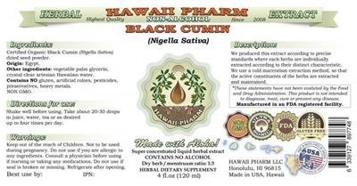 Photo of the Hawaii Pharm Black Cumin Non-Alcohol label