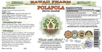 Photo of the Hawaii Pharm Polapola Non-Alcohol label