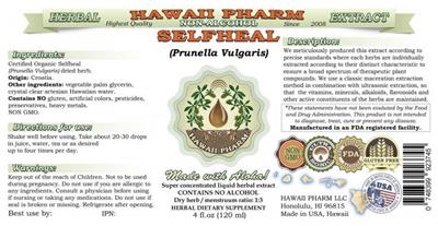 Photo of the Hawaii Pharm Selfheal Non-Alcohol label