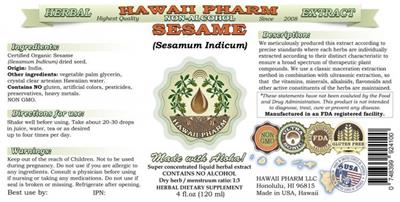 Photo of the Hawaii Pharm Sesame Non-Alcohol label