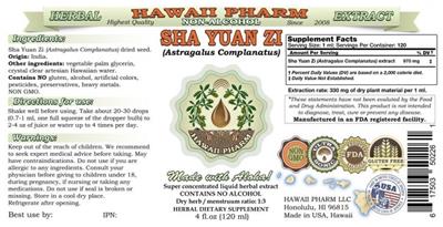 Photo of the Hawaii Pharm Sha Yuan Zi Non-Alcohol label