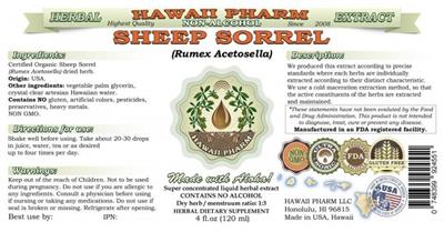 Photo of the Hawaii Pharm Sheep Sorrel Non-Alcohol label