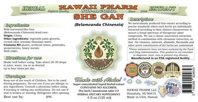 Photo of the Hawaii Pharm She Gan Non-Alcohol label