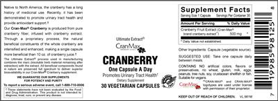 Photo of the Vitamer Laboratories Cran-Max Cranberry label