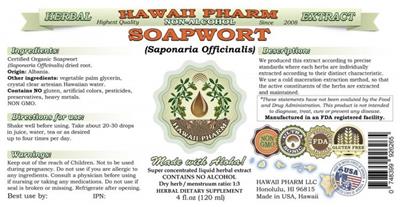 Photo of the Hawaii Pharm Soapwort Non-Alcohol label