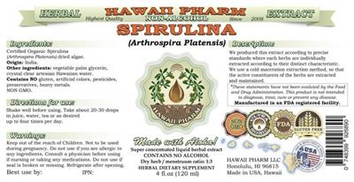 Photo of the Hawaii Pharm Spirulina Non-Alcohol label