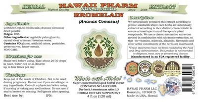 Photo of the Hawaii Pharm Bromelain Non-Alcohol label