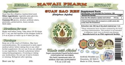 Photo of the Hawaii Pharm Suan Zao Ren Non-Alcohol label
