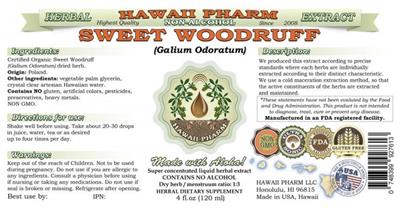 Photo of the Hawaii Pharm Sweet Woodruff Non-Alcohol label