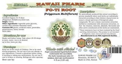 Photo of the Hawaii Pharm Fo-Ti Root Non-Alcohol label