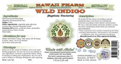 Photo of the Hawaii Pharm Wild Indigo Non-Alcohol label