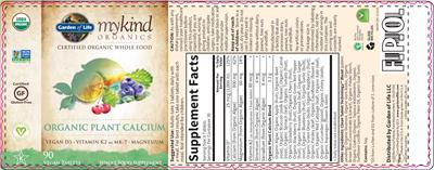 Photo of the Garden of Life MyKind Organics Organic Plant Calcium label