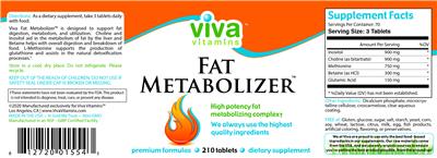 Photo of the Viva Vitamins Fat Metabolizer label