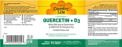 Photo of the Country Life Quercetin + D3 label