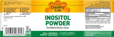 Photo of the Country Life Inositol Powder label