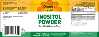 Photo of the Country Life Inositol Powder label