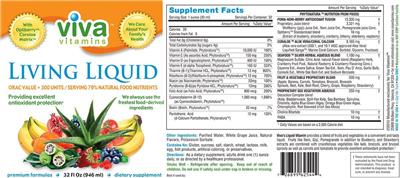 Photo of the Viva Vitamins Living Liquid label